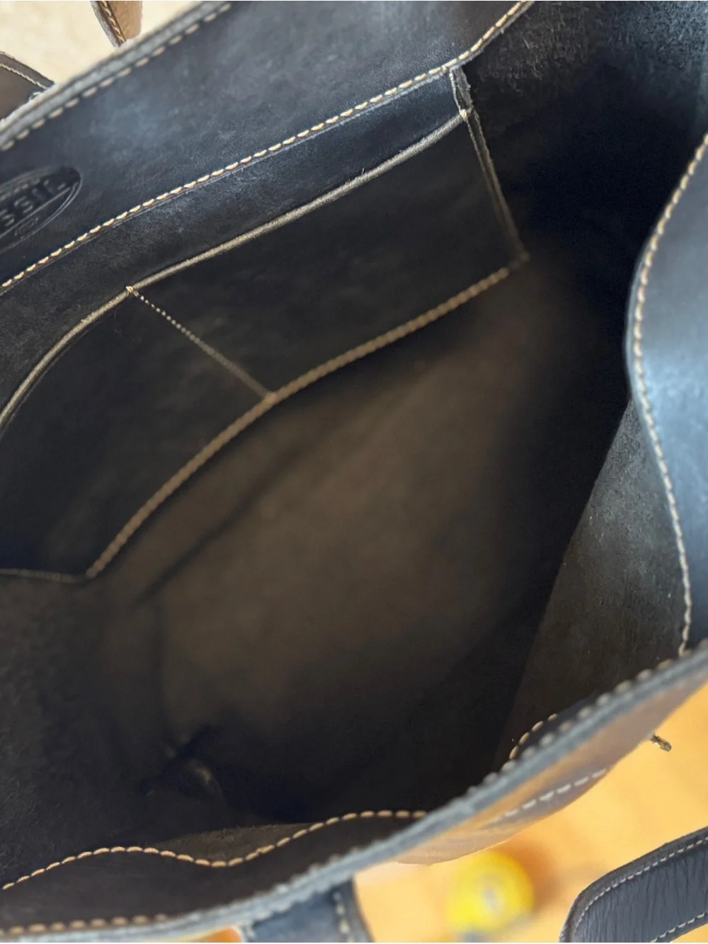 Fossil Austin large black leather shopper tote
